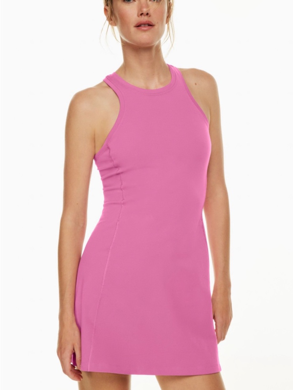 Bandier athletic pink ribbed high-neck tank dress size Small